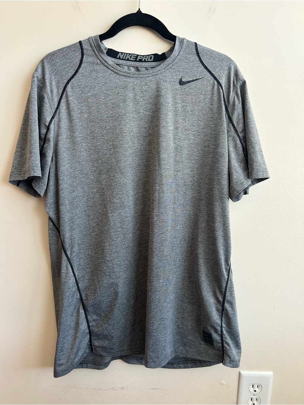 Nike Pro Mens Dri-Fit Fitted Grey Heather Athletic Shirt L